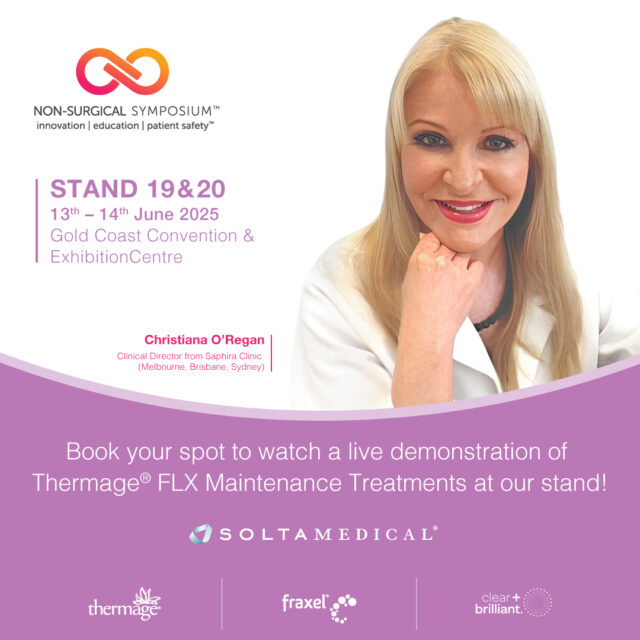 A Chance to Meet the Experts
Ready to take your practice to the next level?
Join Solta Medical at the Non-Surgical Symposium 2025 and meet the industry experts like Christina O’Regan from the Saphira Clinic. Learn from her experience with Thermage® FLX and how to expand your offering and retain customer loyalty.
🧠 Get exclusive insights into the Maintenance Touch-Up Protocol
🎯 Learn how to maximise results with targeted zone treatments
💬 Ask your clinical questions, live and in person
Whether you're new to Thermage® or ready to optimise your technique and clinic offering, our experts are here to guide you.
📍 Find us near the catering area
📅 Live demos are also available Friday and Saturday
🎯 Book your sessions today https://linktr.ee/ThermageAu (alternatively find the link in our Bio).
Please note: this event is for Healthcare Professionals only.
Please note: This product is not available for purchase by the general public. Please consult your practitioner to see if the treatment is suitable for you.
#NSS2025 #NSS #NonSurgical_Symposium #MeetTheExpert #SaphiraClinic #SoltaMedical #ThermageFLX #CosmeticPractitioners #ThermageAU #ClearAndBrilliantAu #ClearAndBrilliantTouch #FraxelAU #GoldCoastConventionAndExhibitionCentre